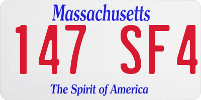 MA license plate 147SF4