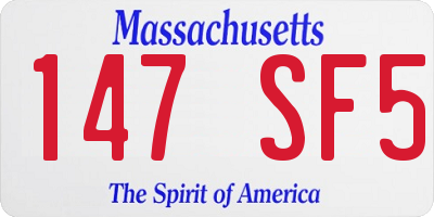MA license plate 147SF5