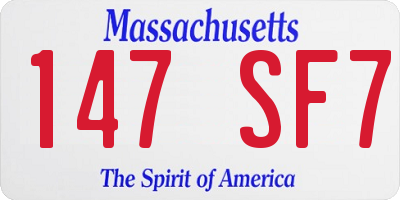 MA license plate 147SF7