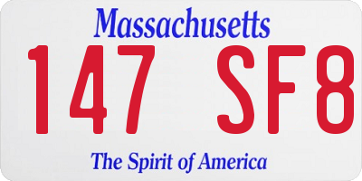 MA license plate 147SF8