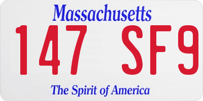 MA license plate 147SF9