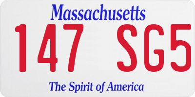 MA license plate 147SG5