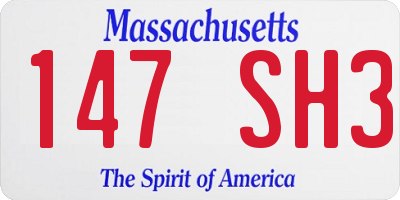 MA license plate 147SH3