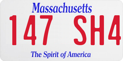 MA license plate 147SH4