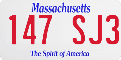 MA license plate 147SJ3