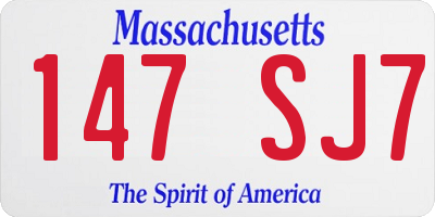 MA license plate 147SJ7