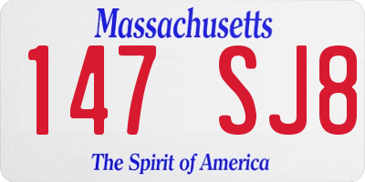MA license plate 147SJ8