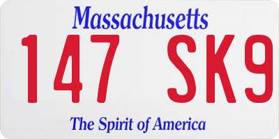 MA license plate 147SK9