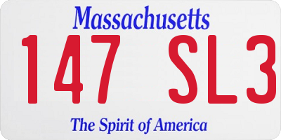 MA license plate 147SL3