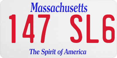 MA license plate 147SL6