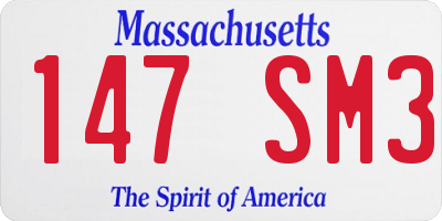 MA license plate 147SM3