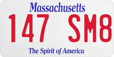 MA license plate 147SM8