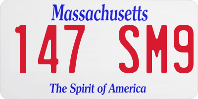 MA license plate 147SM9