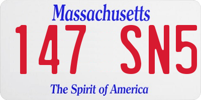 MA license plate 147SN5