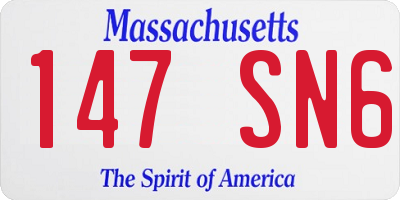 MA license plate 147SN6