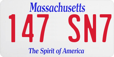 MA license plate 147SN7