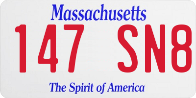 MA license plate 147SN8