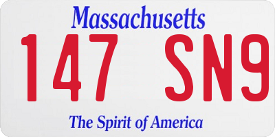 MA license plate 147SN9