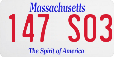 MA license plate 147SO3