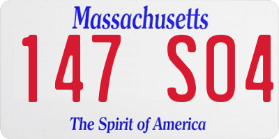 MA license plate 147SO4