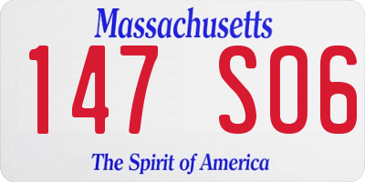 MA license plate 147SO6