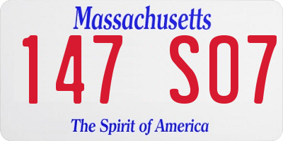 MA license plate 147SO7
