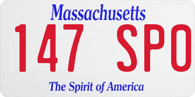 MA license plate 147SP0