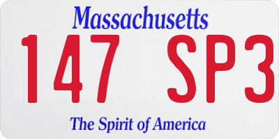 MA license plate 147SP3