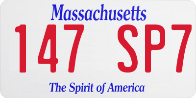 MA license plate 147SP7