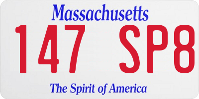 MA license plate 147SP8