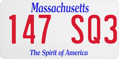 MA license plate 147SQ3