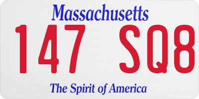 MA license plate 147SQ8