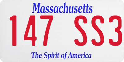 MA license plate 147SS3
