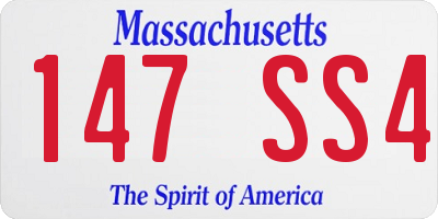 MA license plate 147SS4