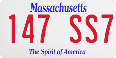 MA license plate 147SS7