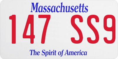 MA license plate 147SS9