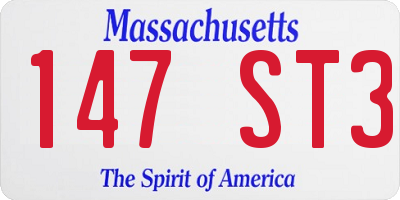 MA license plate 147ST3