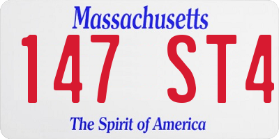 MA license plate 147ST4