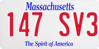 MA license plate 147SV3
