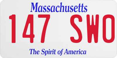 MA license plate 147SW0