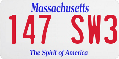 MA license plate 147SW3