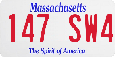MA license plate 147SW4