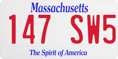 MA license plate 147SW5