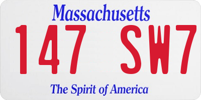 MA license plate 147SW7