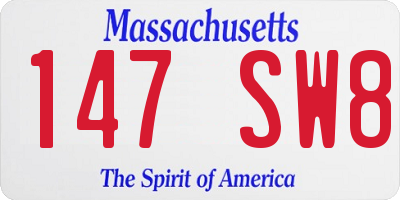 MA license plate 147SW8