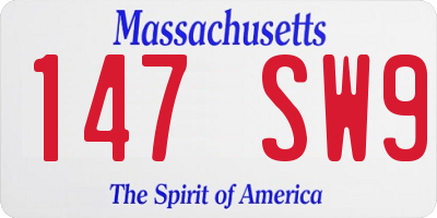 MA license plate 147SW9