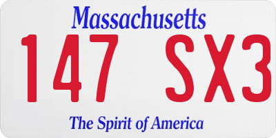 MA license plate 147SX3