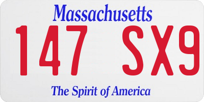 MA license plate 147SX9