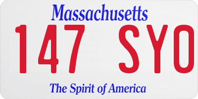 MA license plate 147SY0