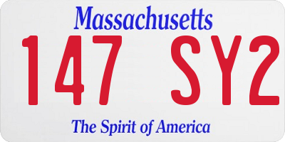 MA license plate 147SY2